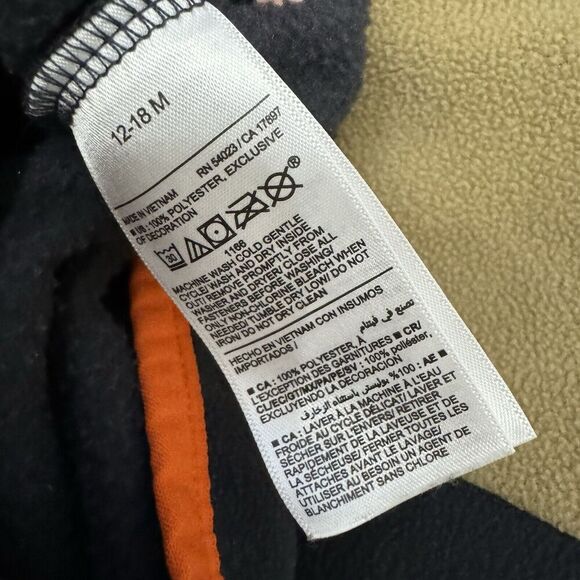 Old Navy Tan Navy Orange Fleece 1/4 Snap Pullover 12-18months - Picture 4 of 4